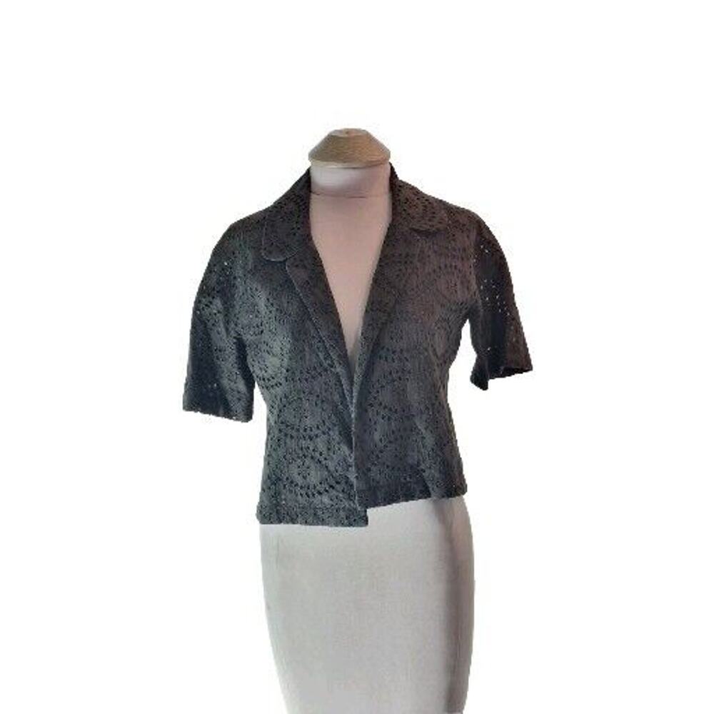 Ilana Wolf Size S Black Cropped Open Front Top